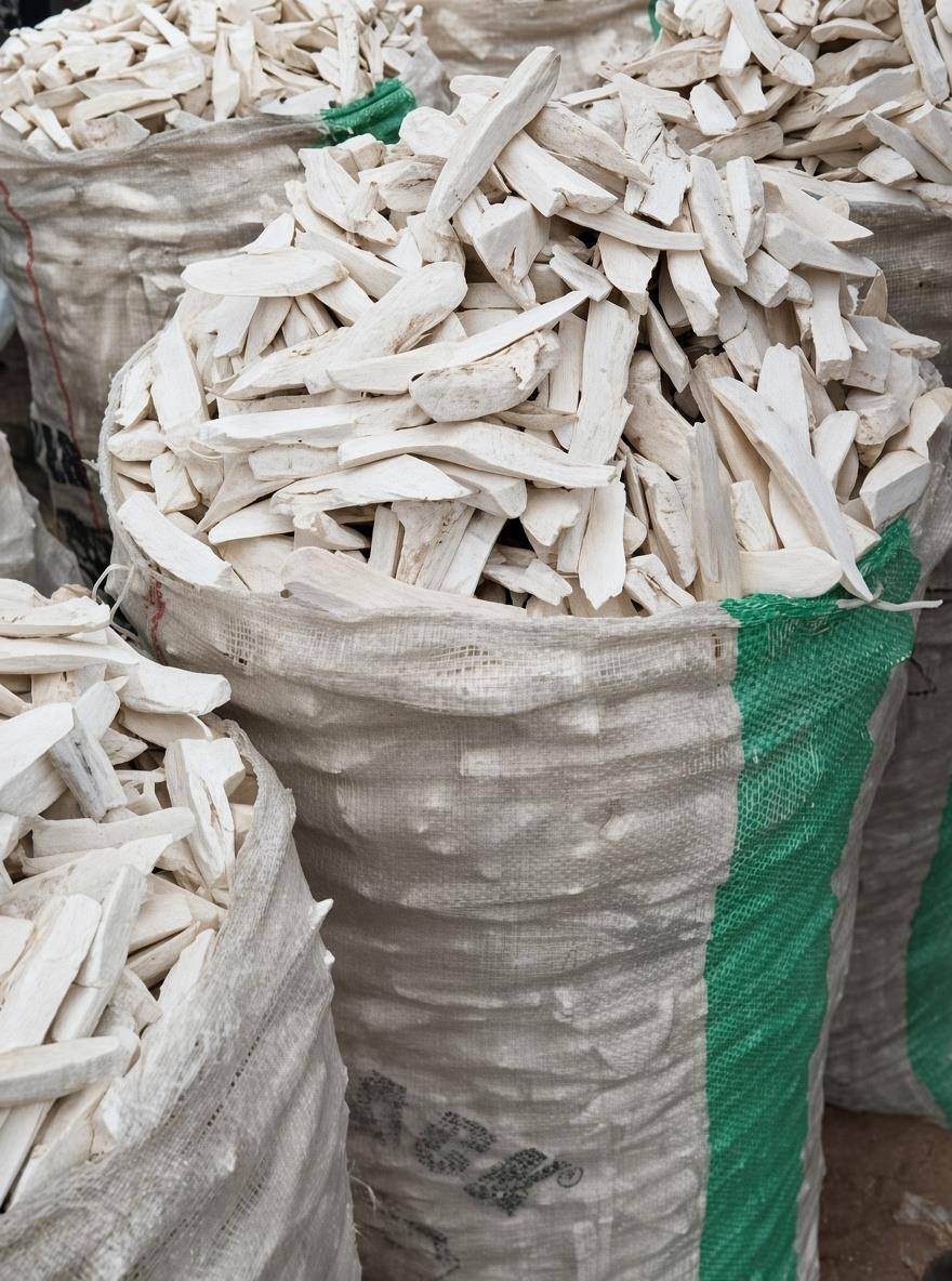 Bags of dried cassava chips